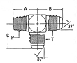 2028 Male Pipe tp Male JIC Tee Adapter